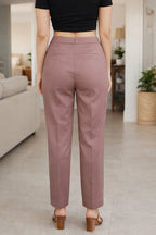 Chic Peach Trousers for Women - Tailored Fit - Casual Elegance
