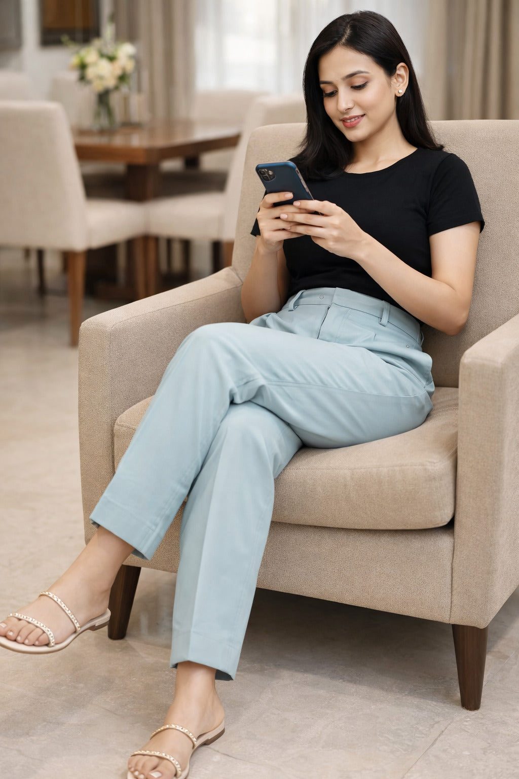 Elegant Fit Navy Trousers for Women - Stylish Comfort Pants