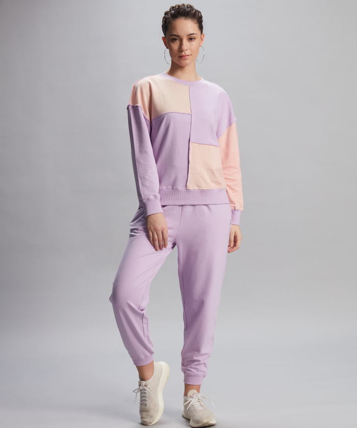Rosy Block Sweatshirt and Jogger Set