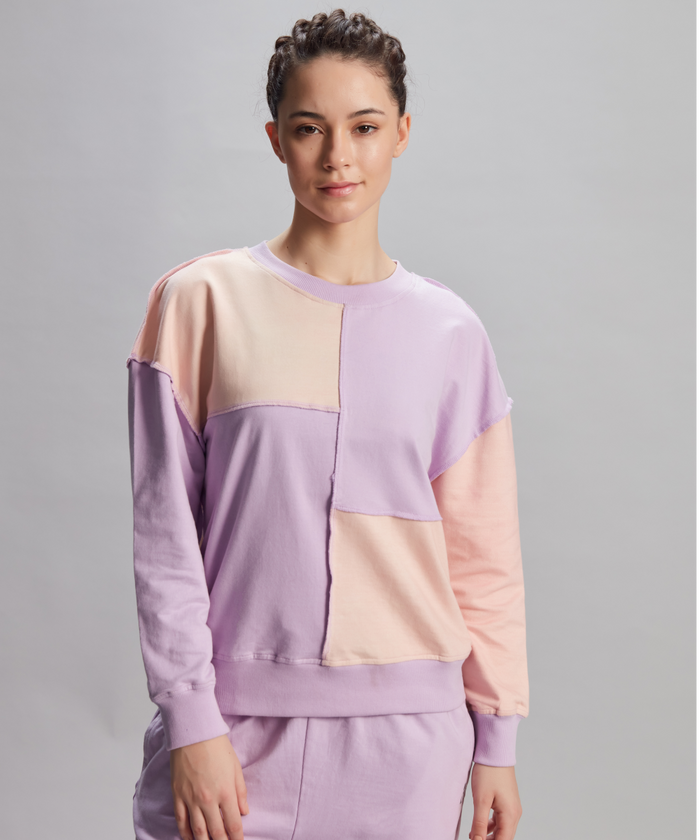 Rosy Block Sweatshirt and Jogger Set