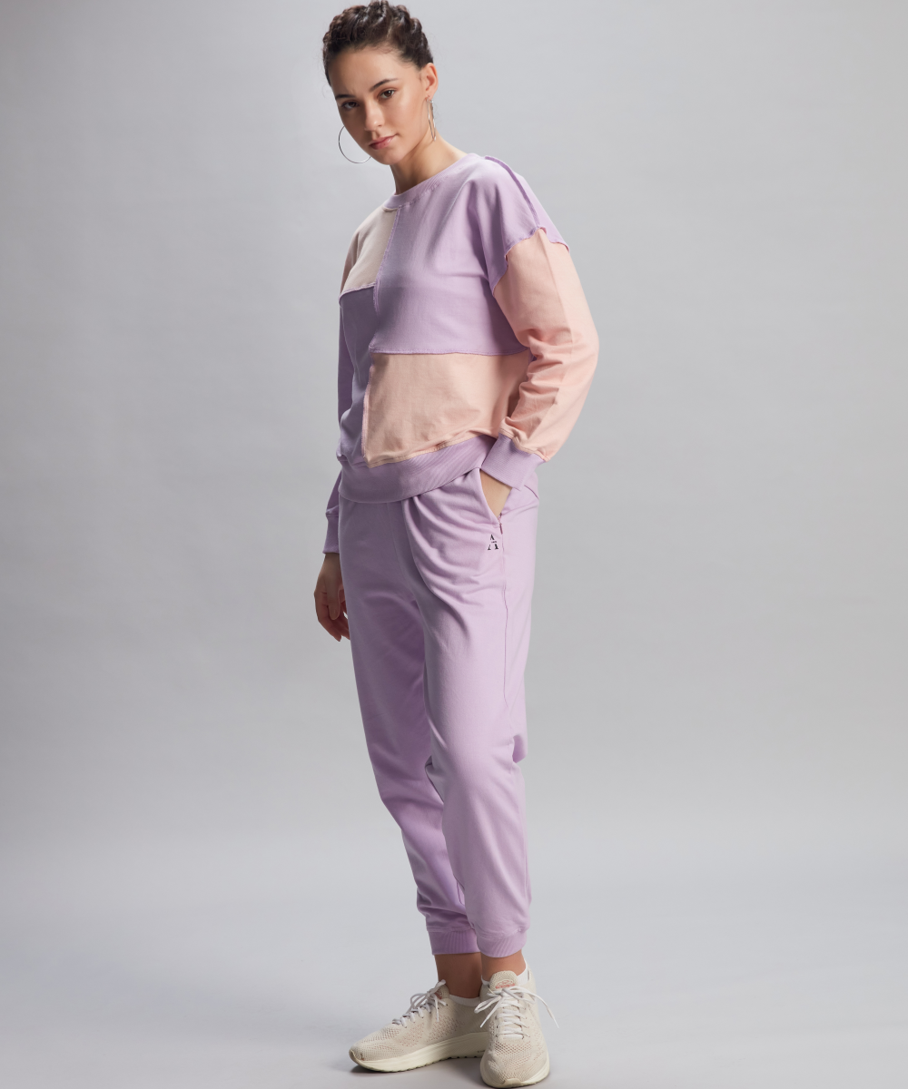 Rosy Block Sweatshirt and Jogger Set