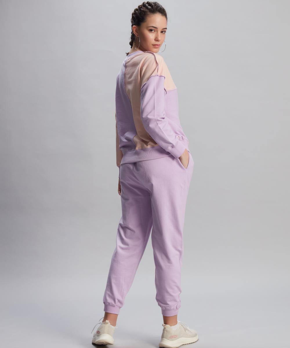 Rosy Block Sweatshirt and Jogger Set