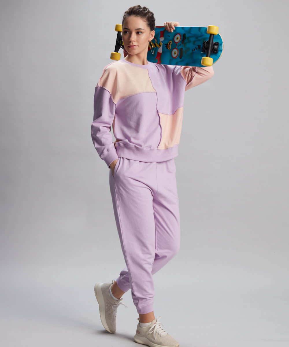 Rosy Block Sweatshirt and Jogger Set