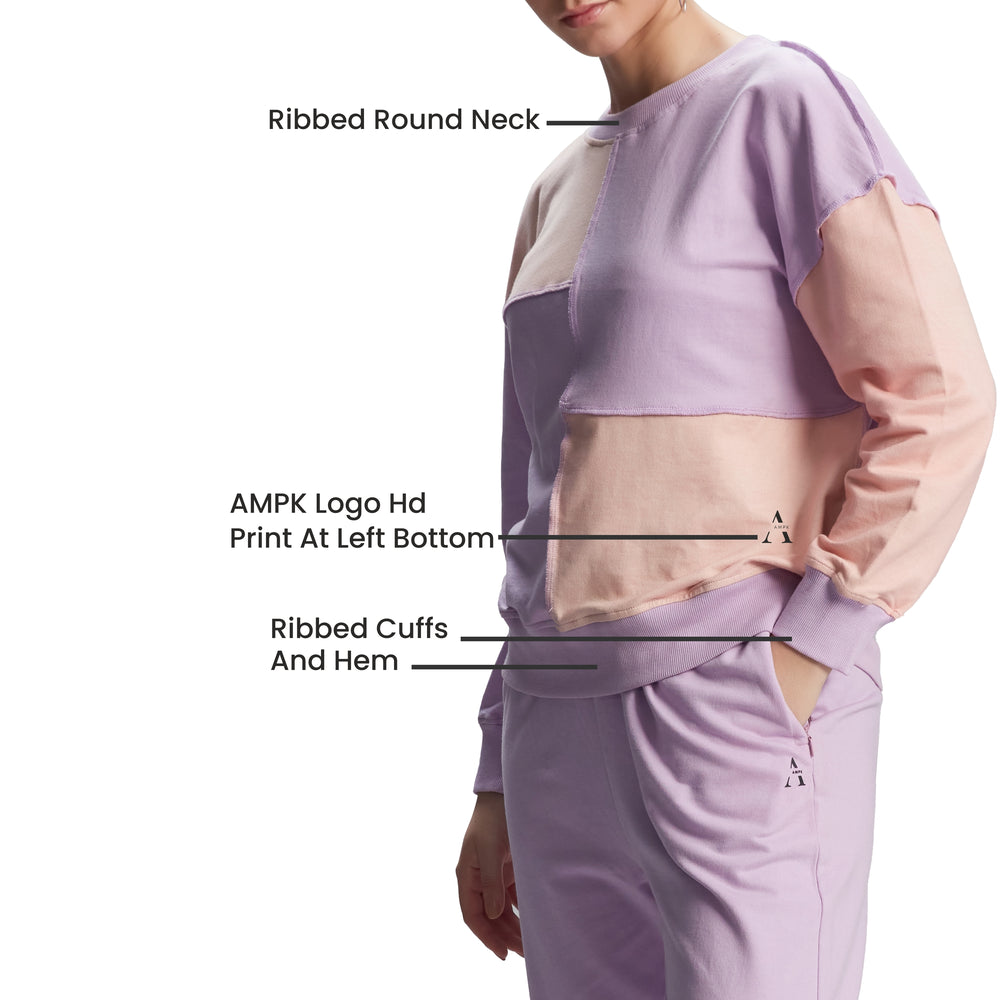 Rosy Block Sweatshirt and Jogger Set