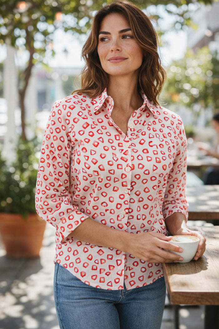 Cream Geometric Printed Shirt