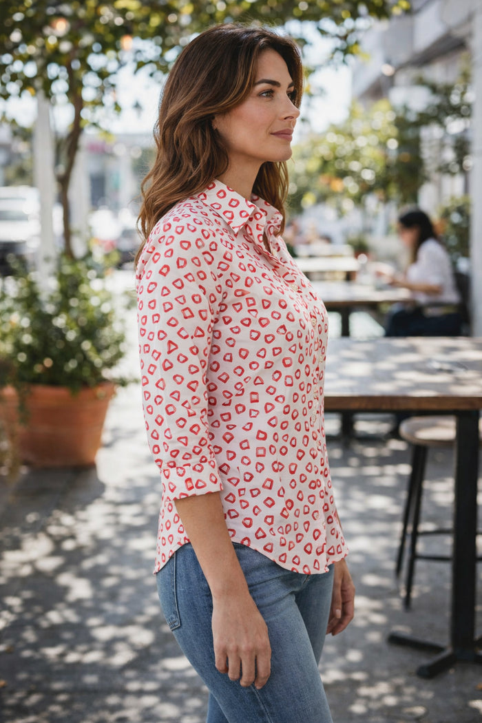 Cream Geometric Printed Shirt