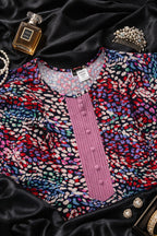 Elegant Printed Maxi Dress with Comfort Fit - Pink & Blue - Women