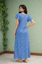 Elegant Floral Maxi Dress for Women in Blue