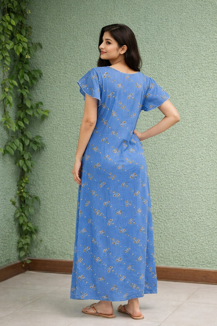 Blue Floral Maxi Nighty