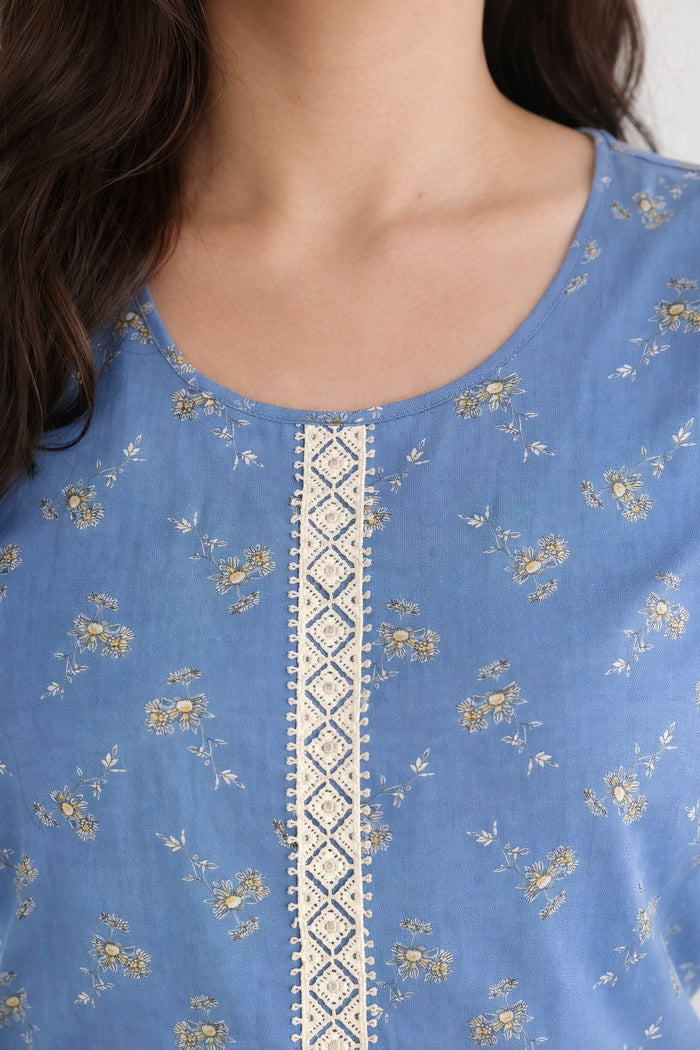 Blue Floral Maxi Nighty
