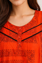 Vibrant Ethnic Maxi Dress with Traditional Print