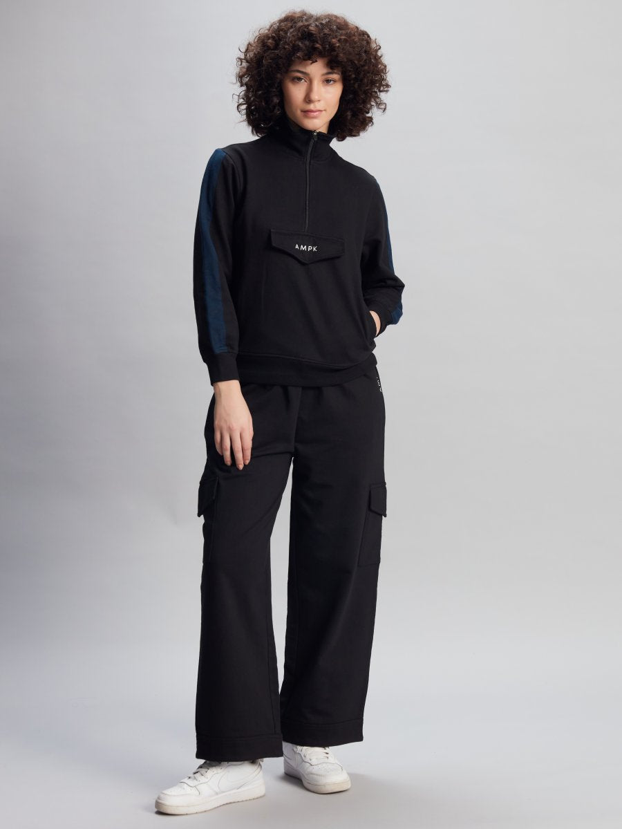 VISTA BLACK STYLISH SWEATSHIRT