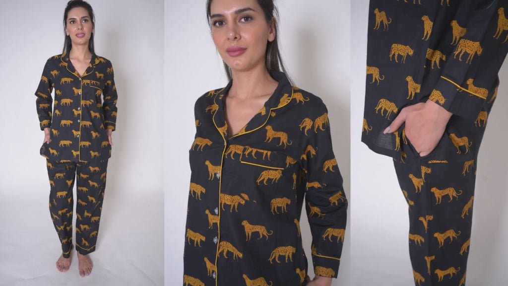 Black safari cotton Nightsuit