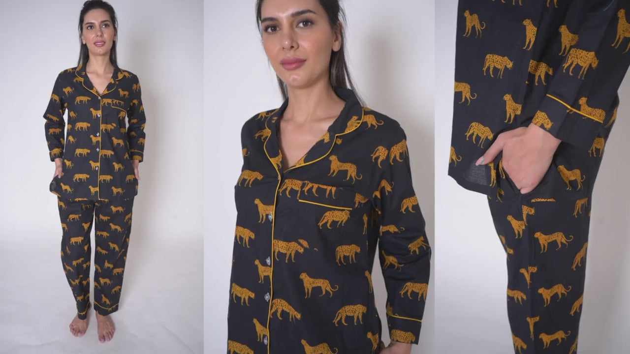 Black safari cotton Nightsuit