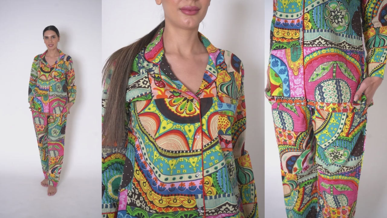 Artistic Printed Cotton Pajama Set