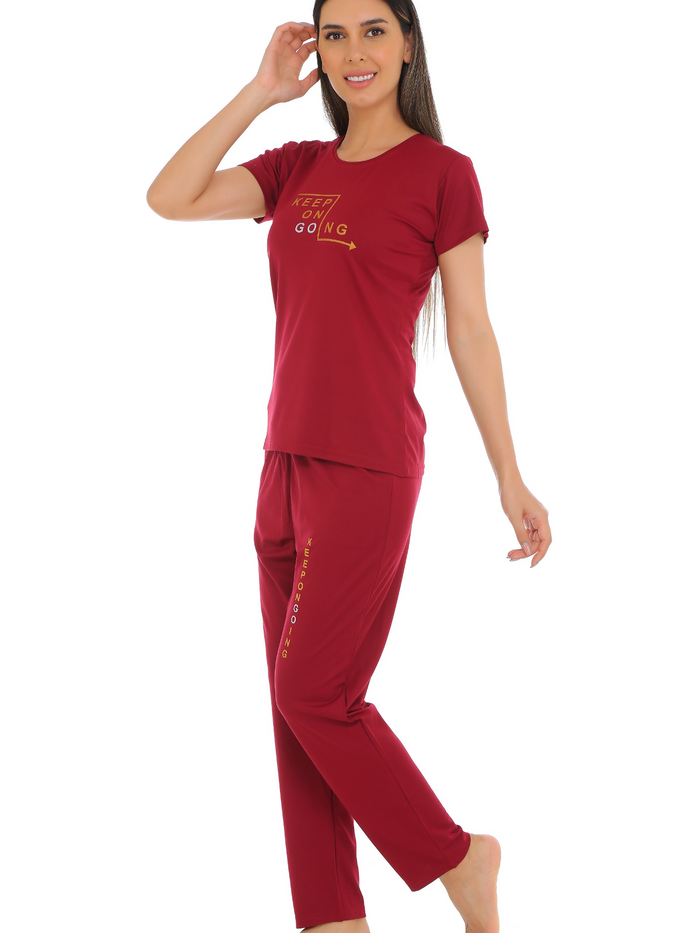 Maroon Tencel Pajama Set