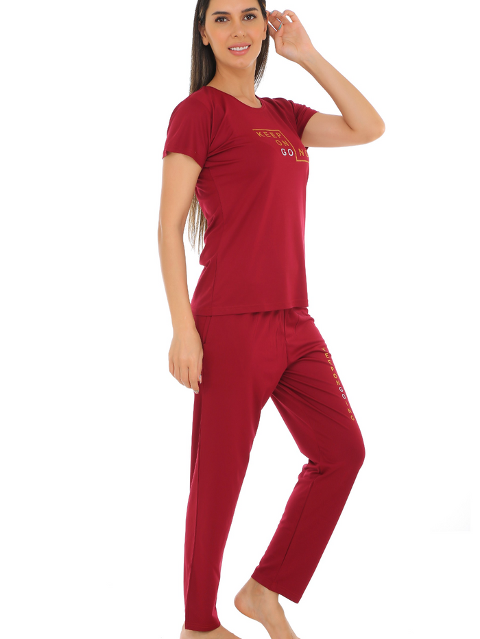 Maroon Tencel Pajama Set