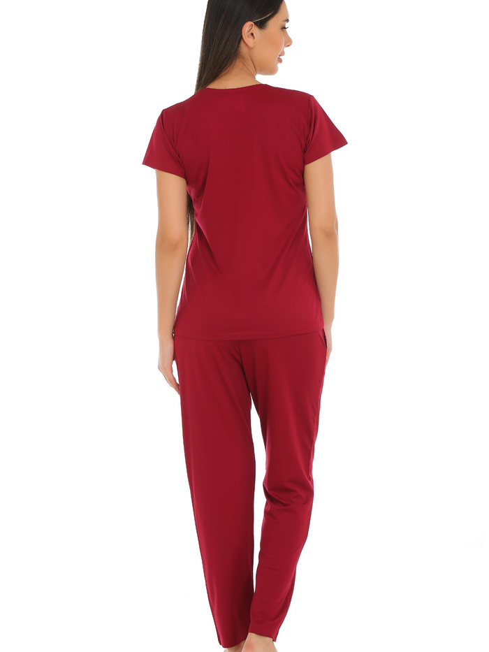 Maroon Tencel Pajama Set