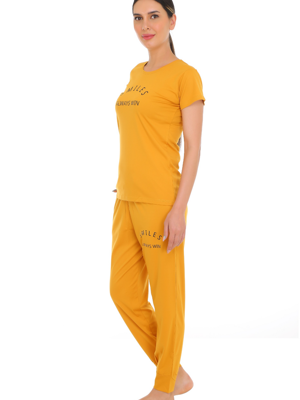 Gudnini Tencel T-Shirt With Pyjama Set ,Half Sleeves Top With Pajama Sleepwear for Women