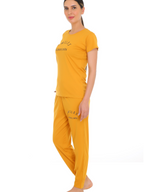 Gudnini Tencel T-Shirt With Pyjama Set ,Half Sleeves Top With Pajama Sleepwear for Women