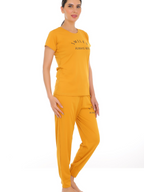 Gudnini Tencel T-Shirt With Pyjama Set ,Half Sleeves Top With Pajama Sleepwear for Women