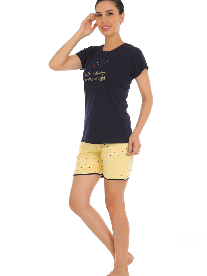 Navy Blue Cotton Short Set