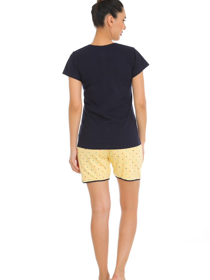 Navy Blue Cotton Short Set