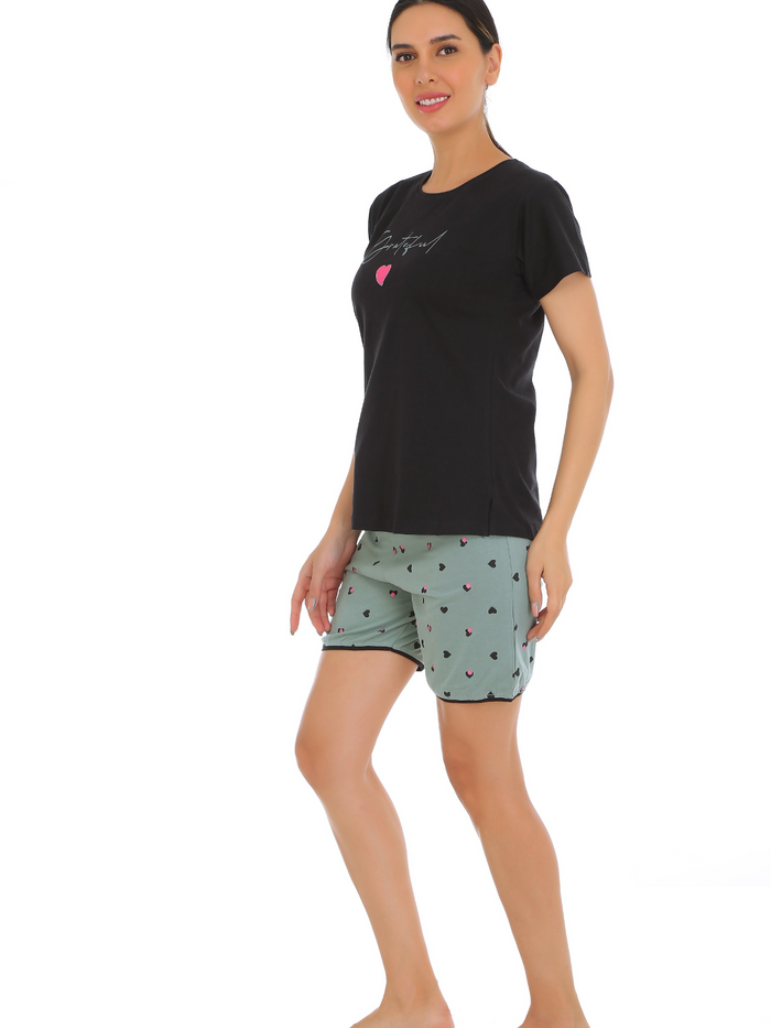 Black Olive Cotton Short Set
