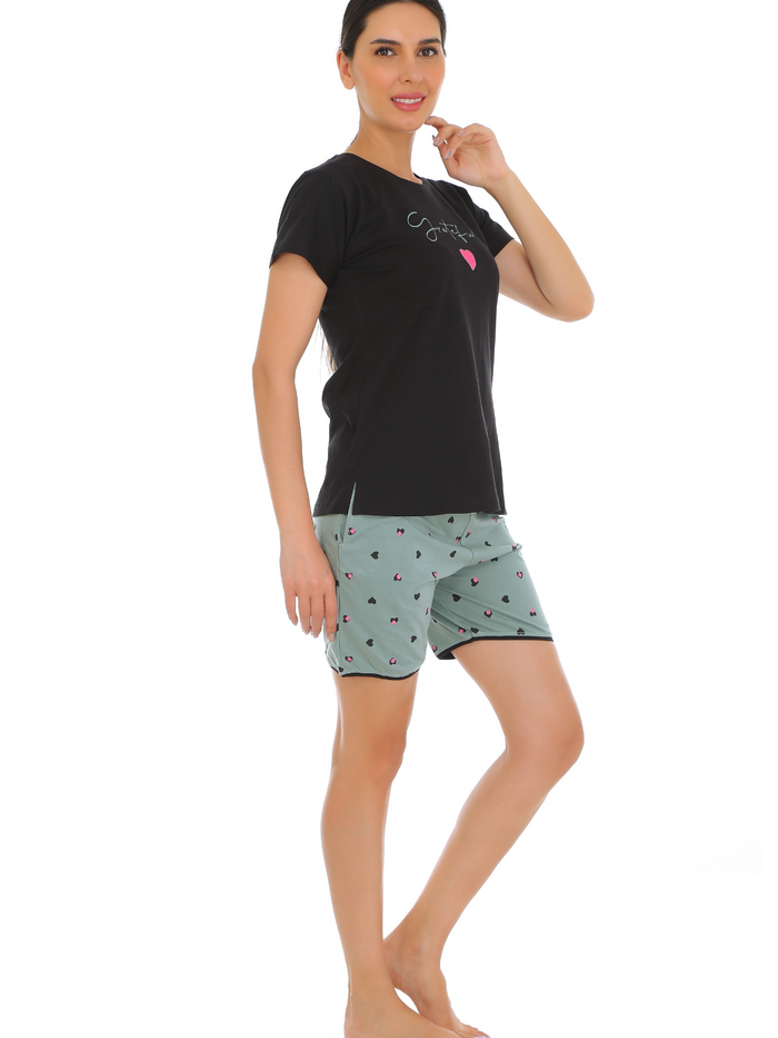Black Olive Cotton Short Set