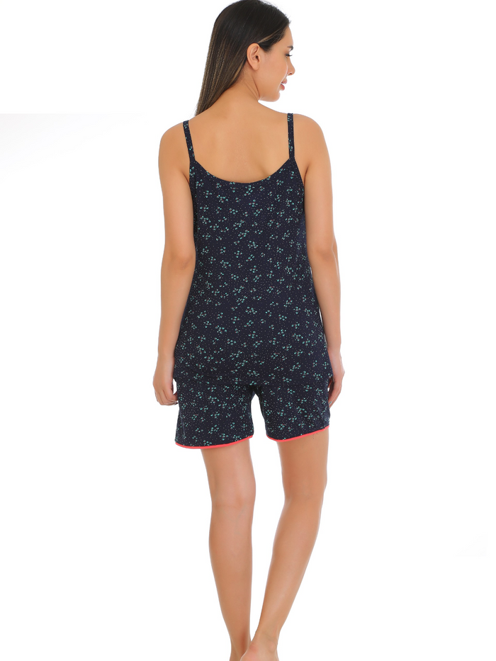 Blue Cotton Slumber Short Set