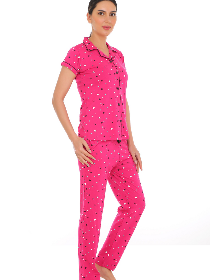 Pink Button Down Pajama Set