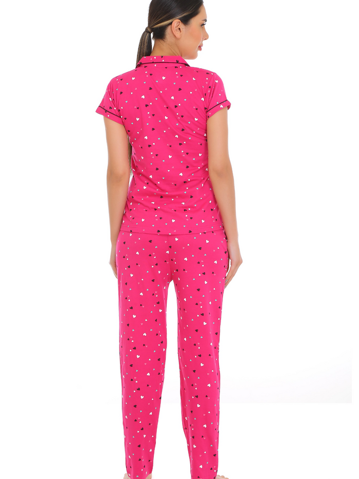 Pink Button Down Pajama Set
