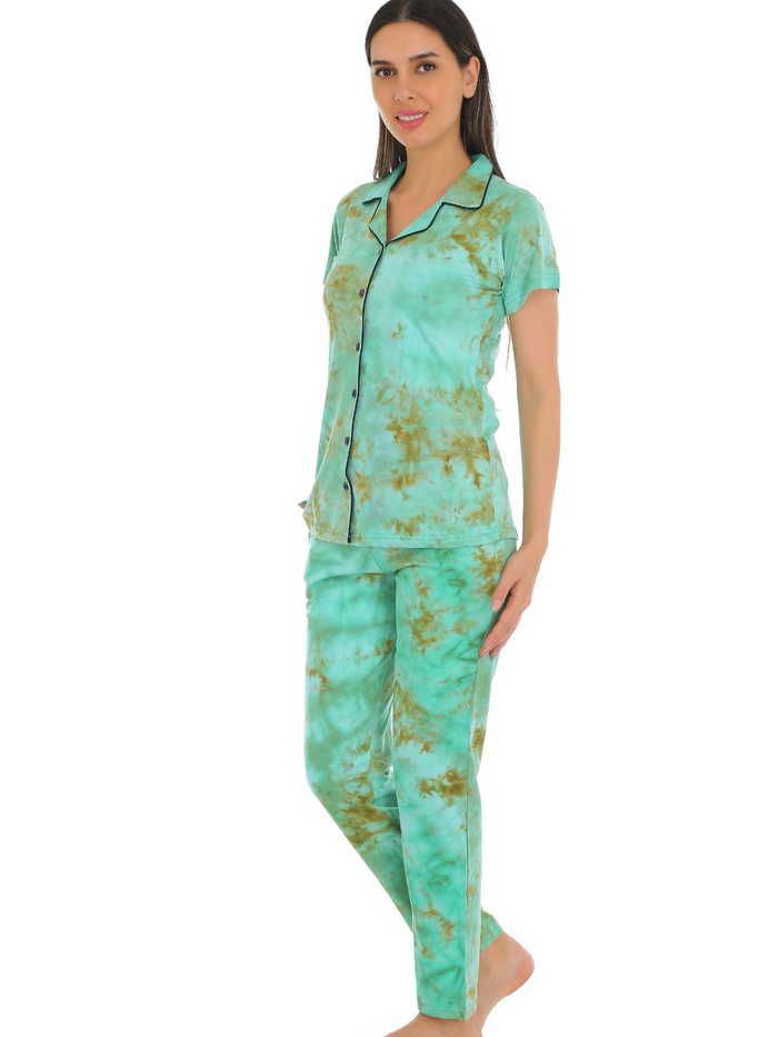 Green Button Down Pajama Set