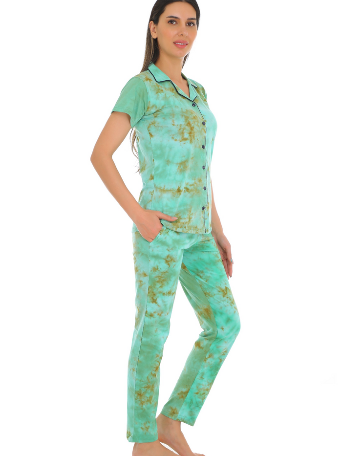 Green Button Down Pajama Set