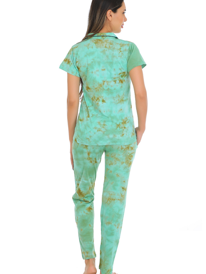 Green Button Down Pajama Set