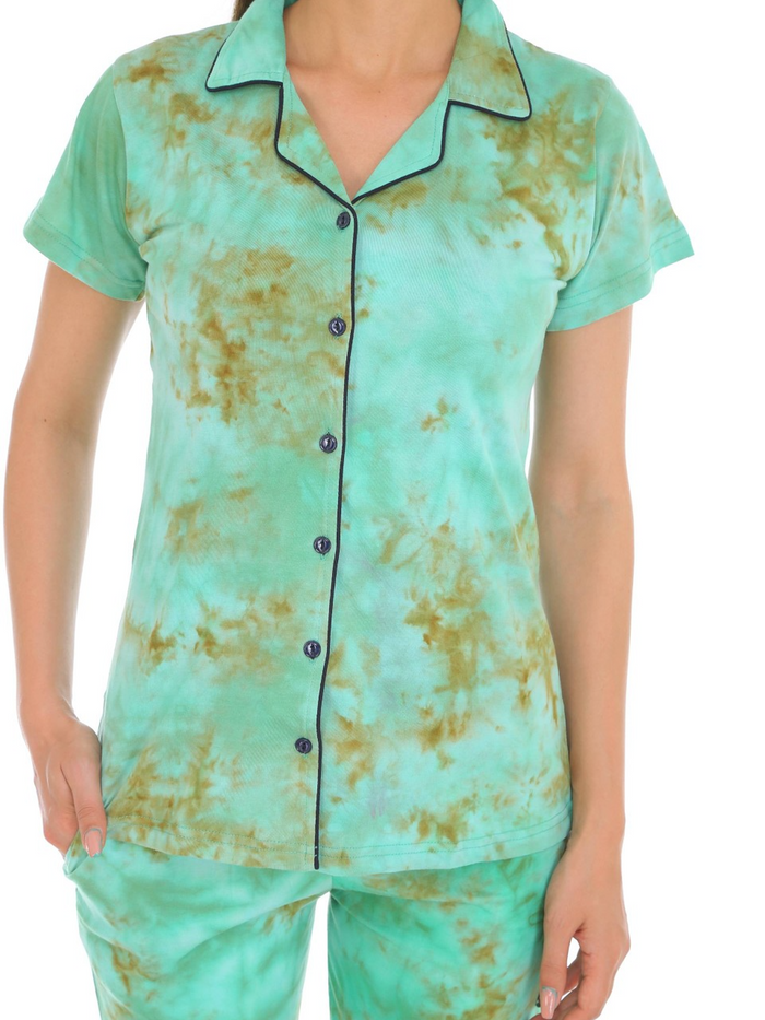 Green Button Down Pajama Set