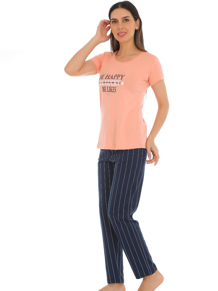 Peach T-Shirt Pajama Set