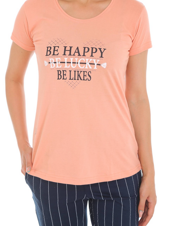 Peach T-Shirt Pajama Set
