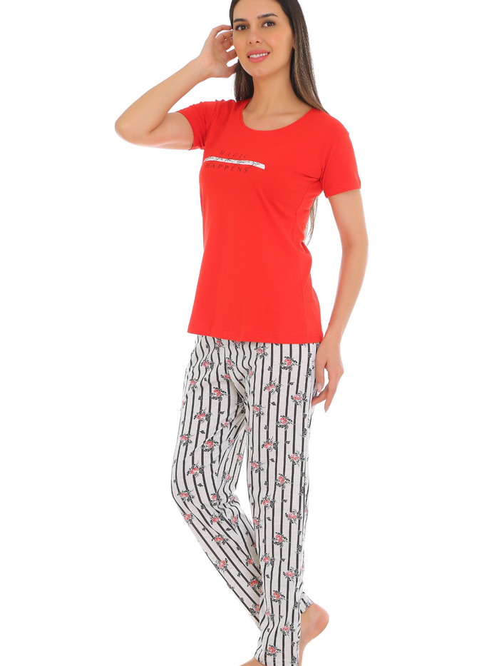Orange T-Shirt Pajama Set