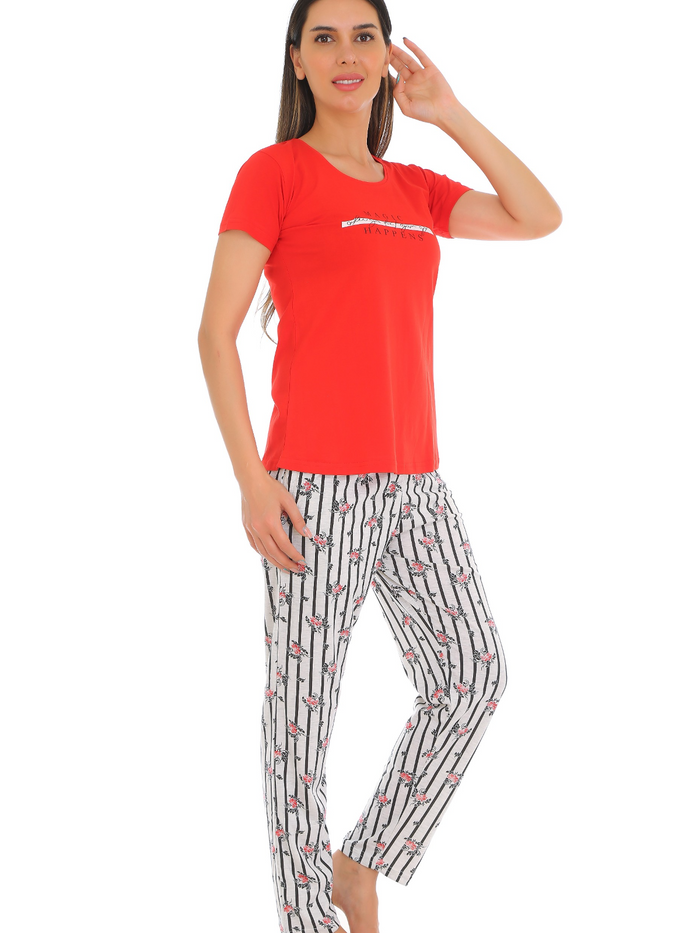 Orange T-Shirt Pajama Set