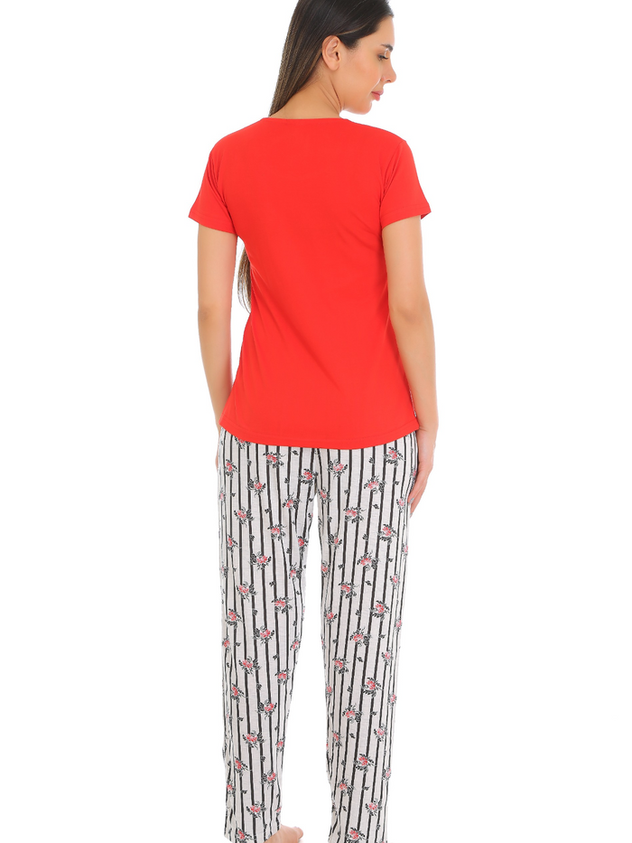 Orange T-Shirt Pajama Set