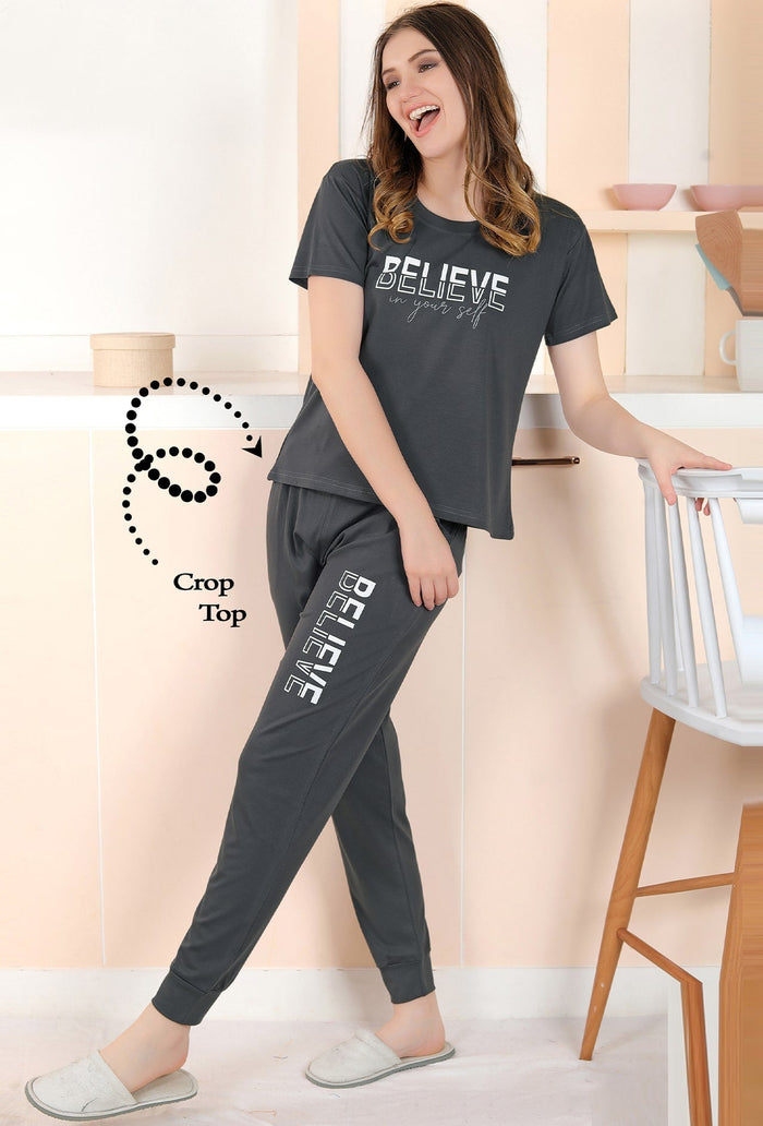 Gudnini-Stylish-Soft-Fabric-Text-Printed-Crop-Top-Narrow-Bottom-Set-D-Grey