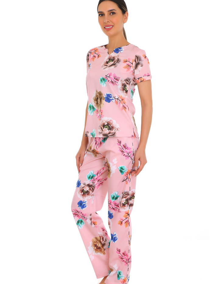 Pink V-Neck Lounge Set