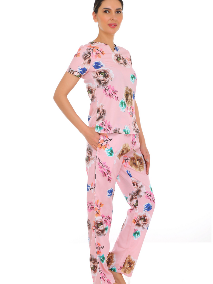 Pink V-Neck Lounge Set