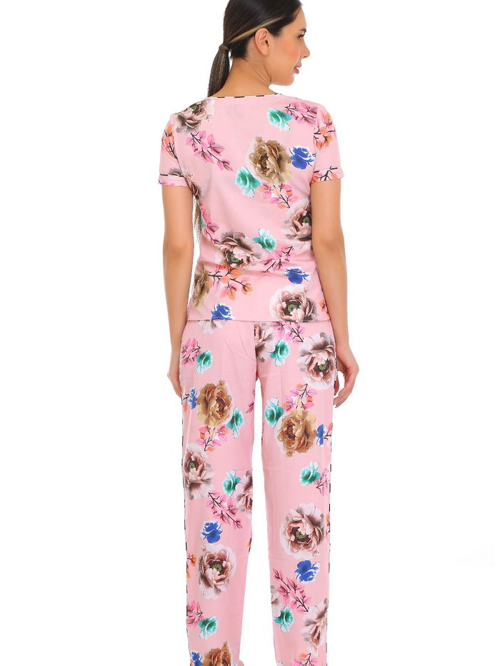 Pink V-Neck Lounge Set