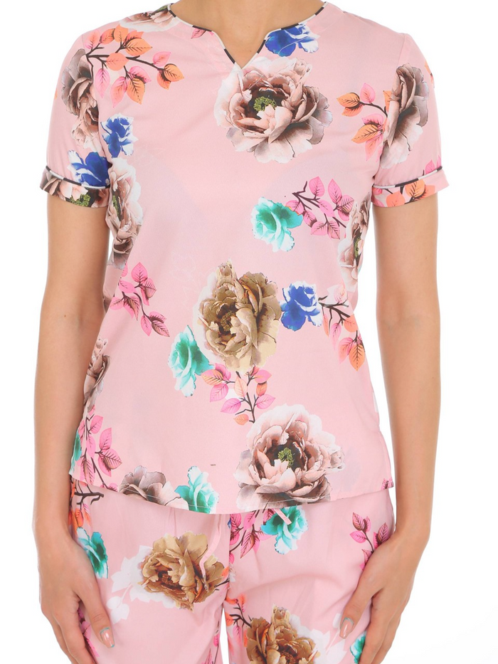 Pink V-Neck Lounge Set